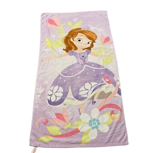 Disney Sofia the First Beach Towel 100% Cotton Absorbent Kids TV Character Bath - Picture 1 of 9